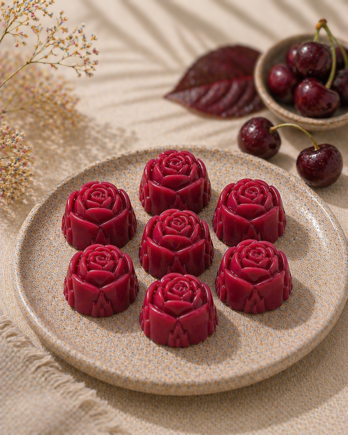 Fondant parfumé cerise noire explosive artisanal – cire fondante