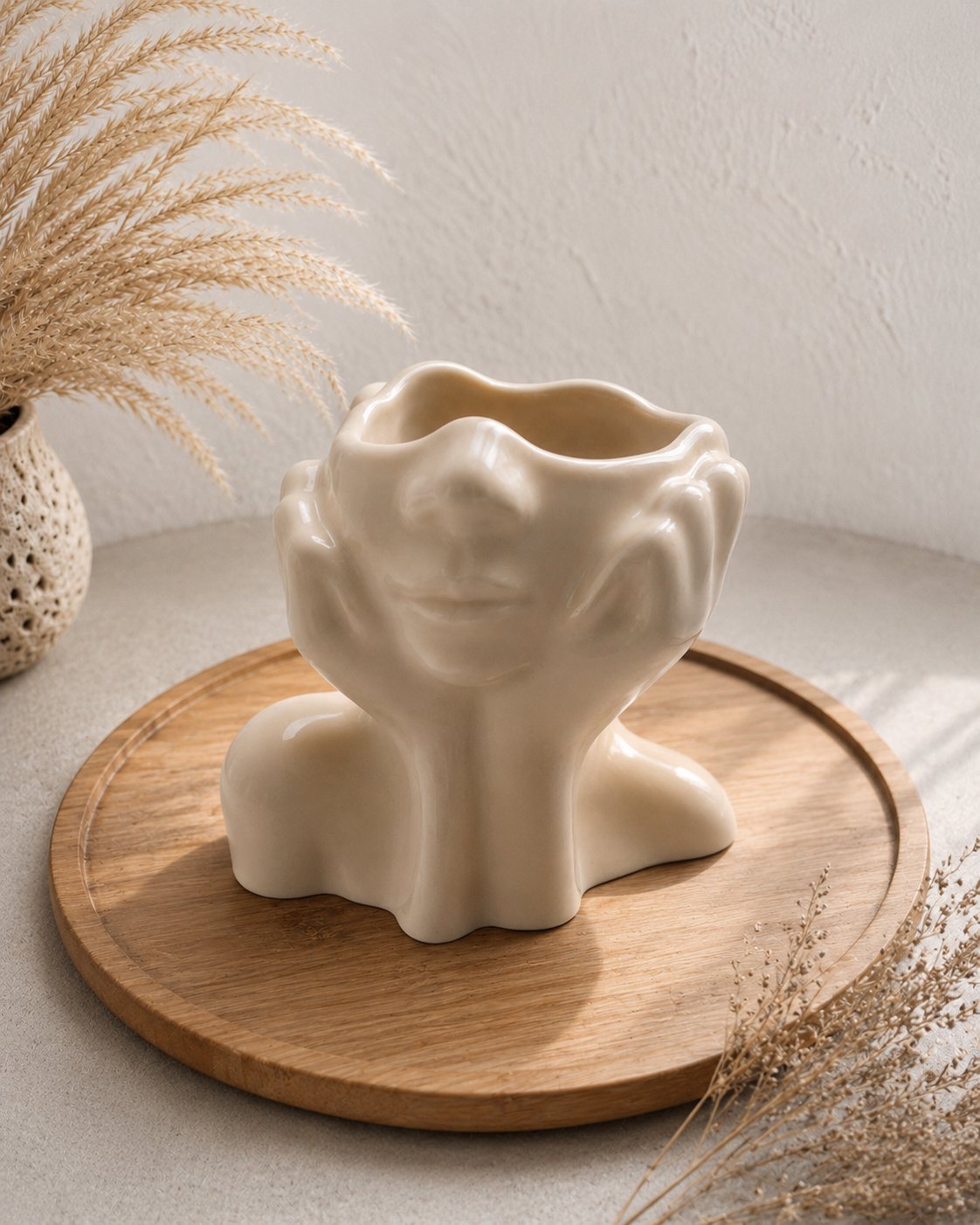 Petit Vase Visage Abstrait en Jesmonite